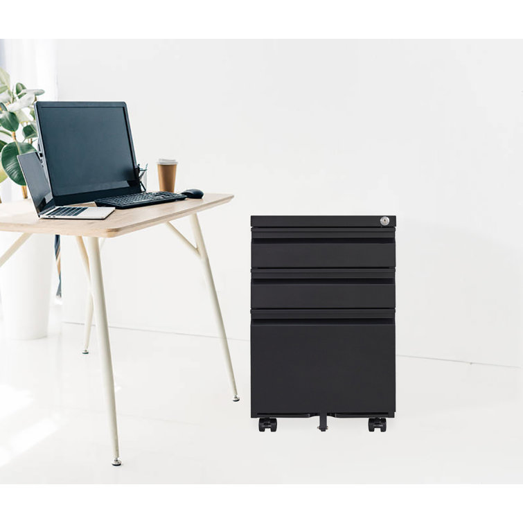 Devaise 3 drawer mobile on sale file cabinet with lock